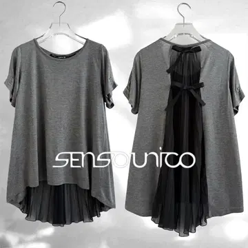 Sensounico 센소유니코 백 플리츠 리본 티셔츠