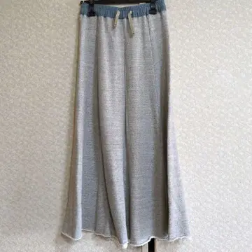 ONE WASH 밑단 컷팅 그레이 롱 스커트 프리 사이즈