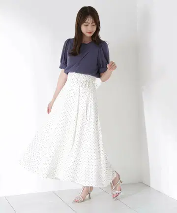 프로포션 바디 드레싱 리본 포함 롱 플레어 스커트