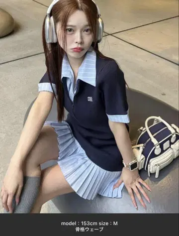 [ Nono 기획 ] 도킹 플리츠 미니 원피스 네이비