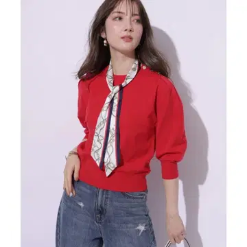 택 포함 새상품 아푸와이저 리셰 스카프 7분 소매 니트 티셔츠