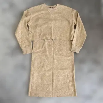 베이지 니트 원피스 크롭 세트