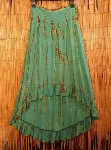 9/18 삭제! 에스닉 타이다이 변형 비대칭 스커트 그린