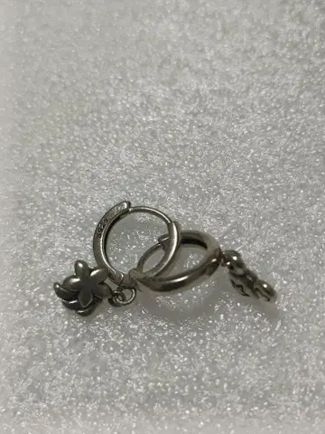 실버 s925 후프 귀걸이 꽃과 별 참 포함