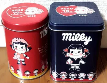 후지야 밀키 70주년 기념 빈 캔 2개 세트 Milky 페코짱 레어