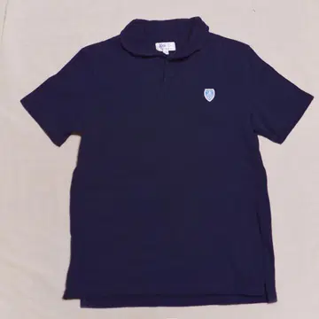 오치발 M 사이즈 둥근 카라 피케 셔츠 네이비