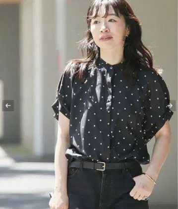 JOURNAL STANDARD L'ESSAGE 도트 턱 슬리브 셔츠