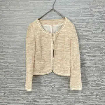 플로르 바이라데루 트위드 자켓 베이지 40 포멀 노카라