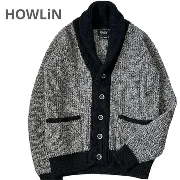 HOWLiN 도톰 로우게이지 숄카라 니트 자켓 가디건