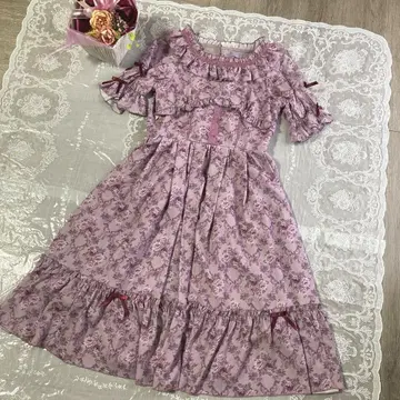 axes femme kawaii 새상품급 꽃무늬 리본 원피스 핑크