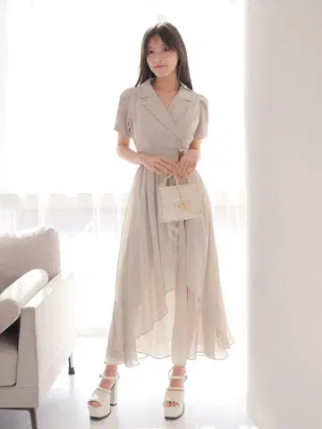 Lipservice 2way 플레어 쉬폰 자켓 원피스