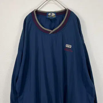 USA 구제 의류 90s GTE 나일론 풀오버 자수 네이비 골프