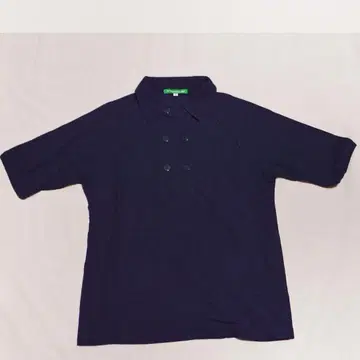 피케 셔츠 더블 버튼 네이비 마린 피넛 라벨