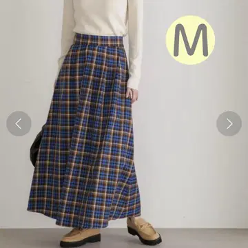 새상품급 N. 앤도트 체크 턱 A라인 스커트 블루 M 성숙/러블리