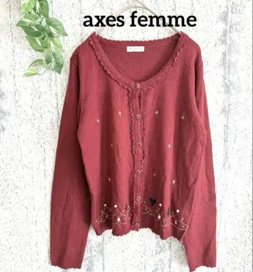 [ axes femme ] 자수 펄 모티브 긴팔 가디건 (M)