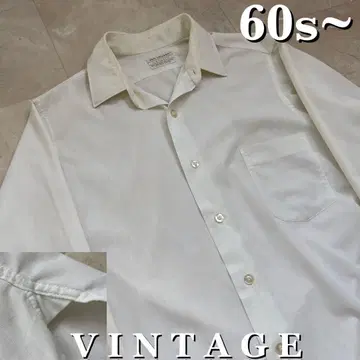 60s 바닥 VAN HEUSEN 무지 화이트 셔츠 빈티지 로커빌리