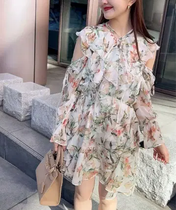 Sustainable 프린트 프릴 미니 원피스 snidel 스나이델 0