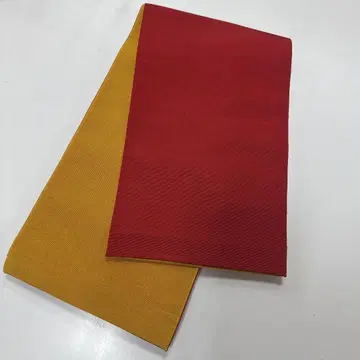 리버서블 반폭 오비 빨간색과 옐로우 컬러 고부쿠로 오비