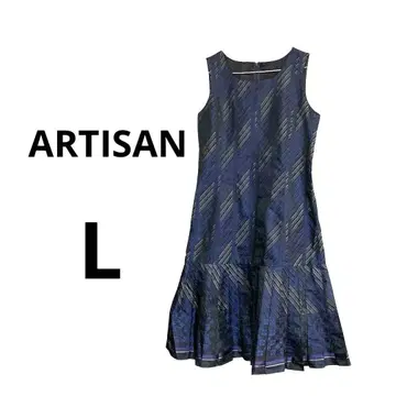 ARTISAN 아티산 원피스 슬리브리스 실크 혼방 네이비 L