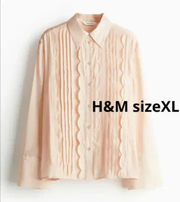새상품 H&M EDITION 스캘럽 트림 플리츠 프론트 셔츠 sizeXL