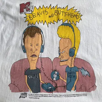 90년대 BEAVIS AND BUTT-HEAD 티셔츠 USA 화이트 XL