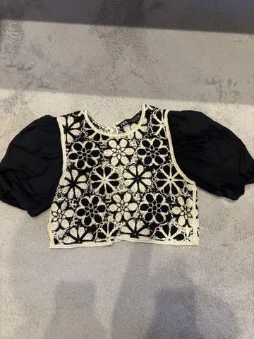 ZARA 레이스 크롭 상의 반팔