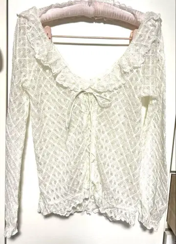 LIZLISA 시스루 짜임 니트탑 화이트 시스루 헤이세이 초기 택 구 택