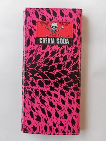 [새상품] Cream Soda 크림소다 레오파드 무늬 지갑 네온 핑크