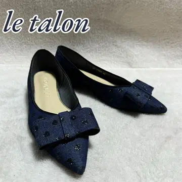 [ le talon ] 새상품급 펌프스 22.5cm 데님 도트 무늬 플랫