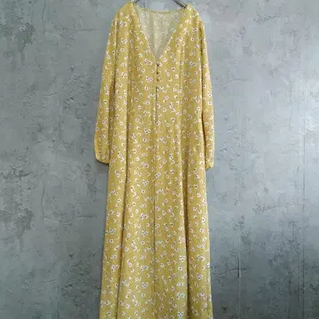 내추럴 뷰티 베이직 N 꽃무늬 원피스 맥시 롱 긴팔 M