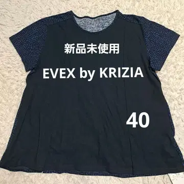 EVEX by KRIZIA 네이비 패턴 반팔 티셔츠 사이즈 40