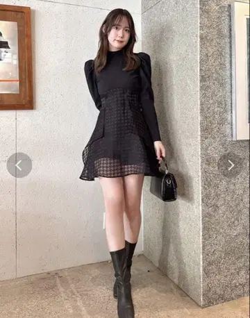 dazzlin 백리본 파워 숄더 미니 코르셋 원피스