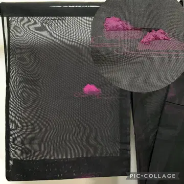 C442 순수 실크 여름용 몬사 검정색 바탕 기모노