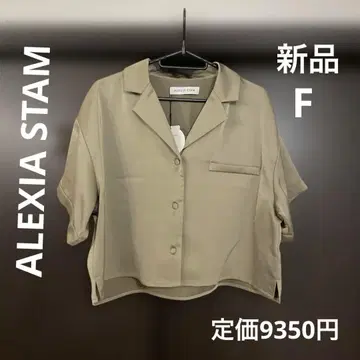 ALEXIA STAM 알렉시아스탐 새틴 반팔 크롭 셔츠 F 새상품