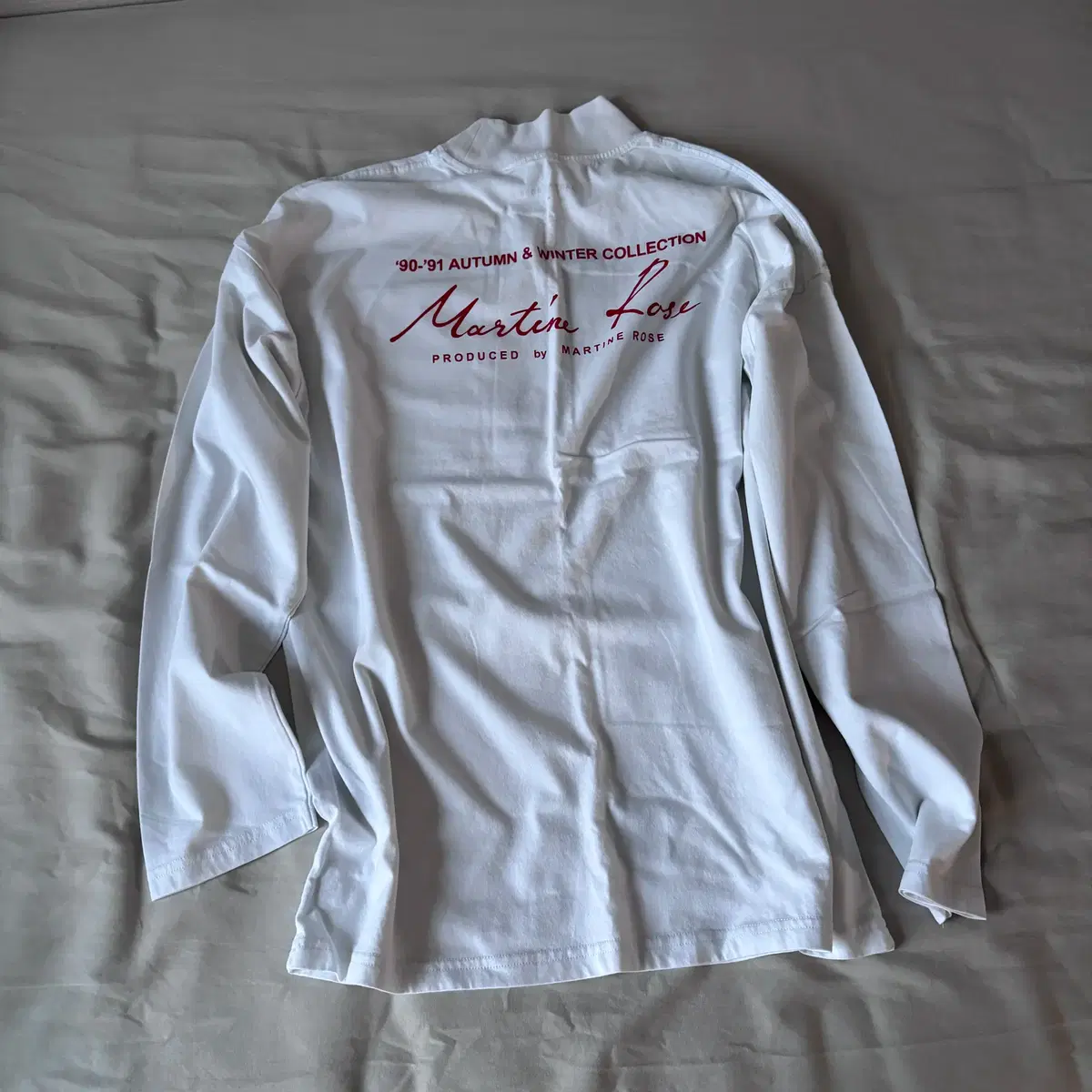Martine Rose / Mock Neck Back Logo Print Long Sleeve T-Shirt White / S