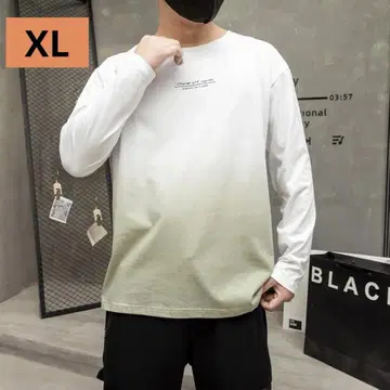 ATCGAUG 티셔츠 롱티 남성용 XL 화이트 긴팔 그라데이션