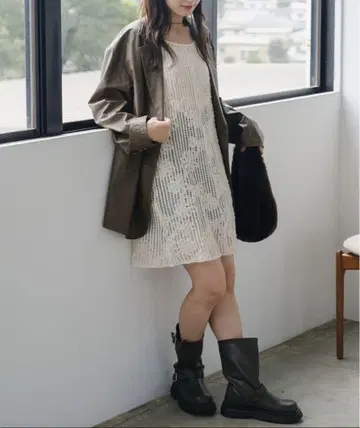 Kastane 앞뒤 2way 플라워 레이스 미니 원피스 아이보리