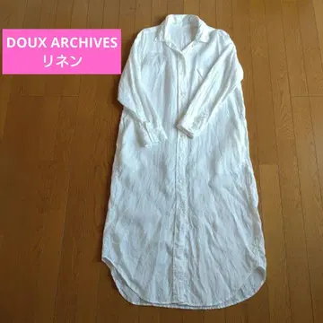 DOUX ARCHIVES 화이트 긴팔 셔츠 원피스 린넨 100