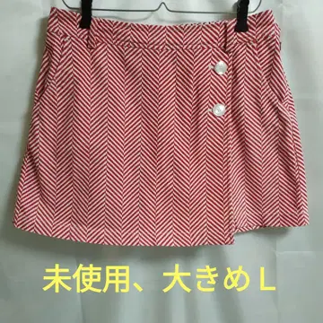 Callaway 미사용 빨간색과 화이트 헤링본 스커트 팬츠 빅 L