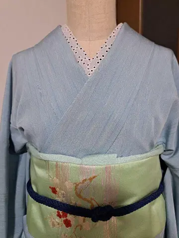 나고야 오비 가지 달린 홍백 매실 길상 문양