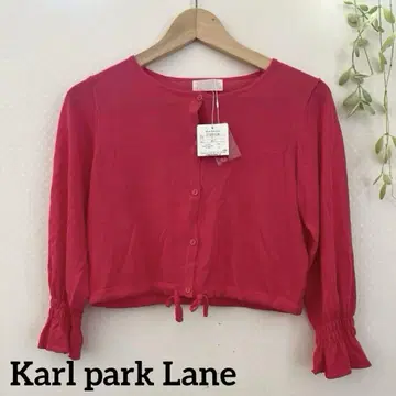 [미사용 새상품] Karl park Lane 소매 셔링 가디건 핑크