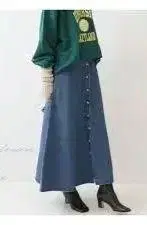 슬로브 이에나 Le Denim 프론트 플레어 데님 스커트