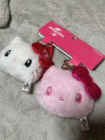 USJ 한정 유니버셜 헬로키티 봉제인형 키링 세트