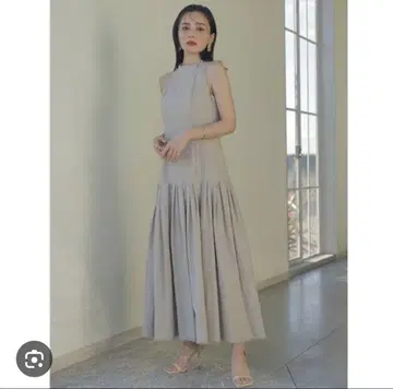 anuans 린넨 라이크 로우 개더 원피스