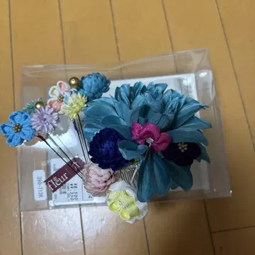 패브릭 꽃 머리 장식 파랑 보라색 핑크