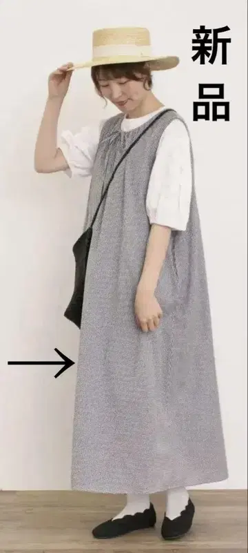 새상품 사만사 모스모스 패턴 모듬 민소매 원피스 오프 M