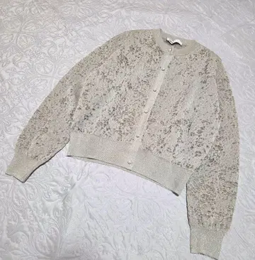 ZARA 메탈릭 스레드 자카드 니트 가디건 L