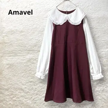 아마벨 플레어 원피스 빅 프릴 칼라 레이어드 긴팔 M 보르도