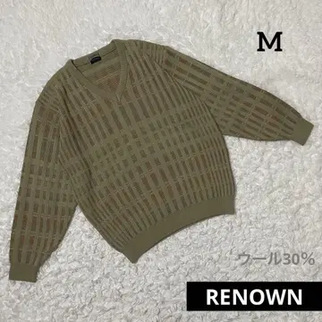 정통 RENOWN 니트 레트로 울 30% M 체크