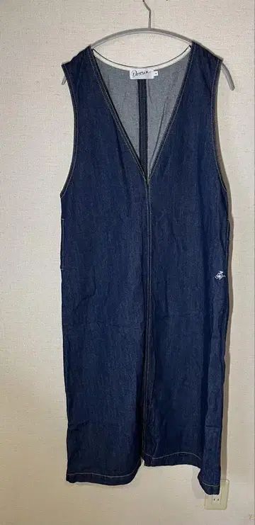 Dessin 데셍 V넥 데님 점퍼 스커트 인디고